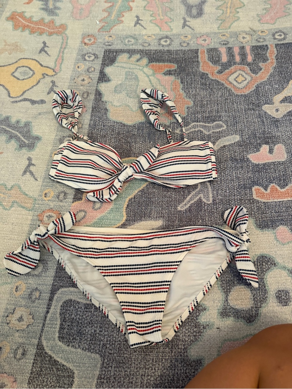 Billabong White Bikini with Red & Navy Stripe Accents